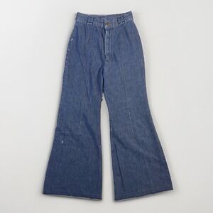 Vintage 70s Maverick Jeans Womens 11/12 High Rise Bell Bottom Flare USA Scovill